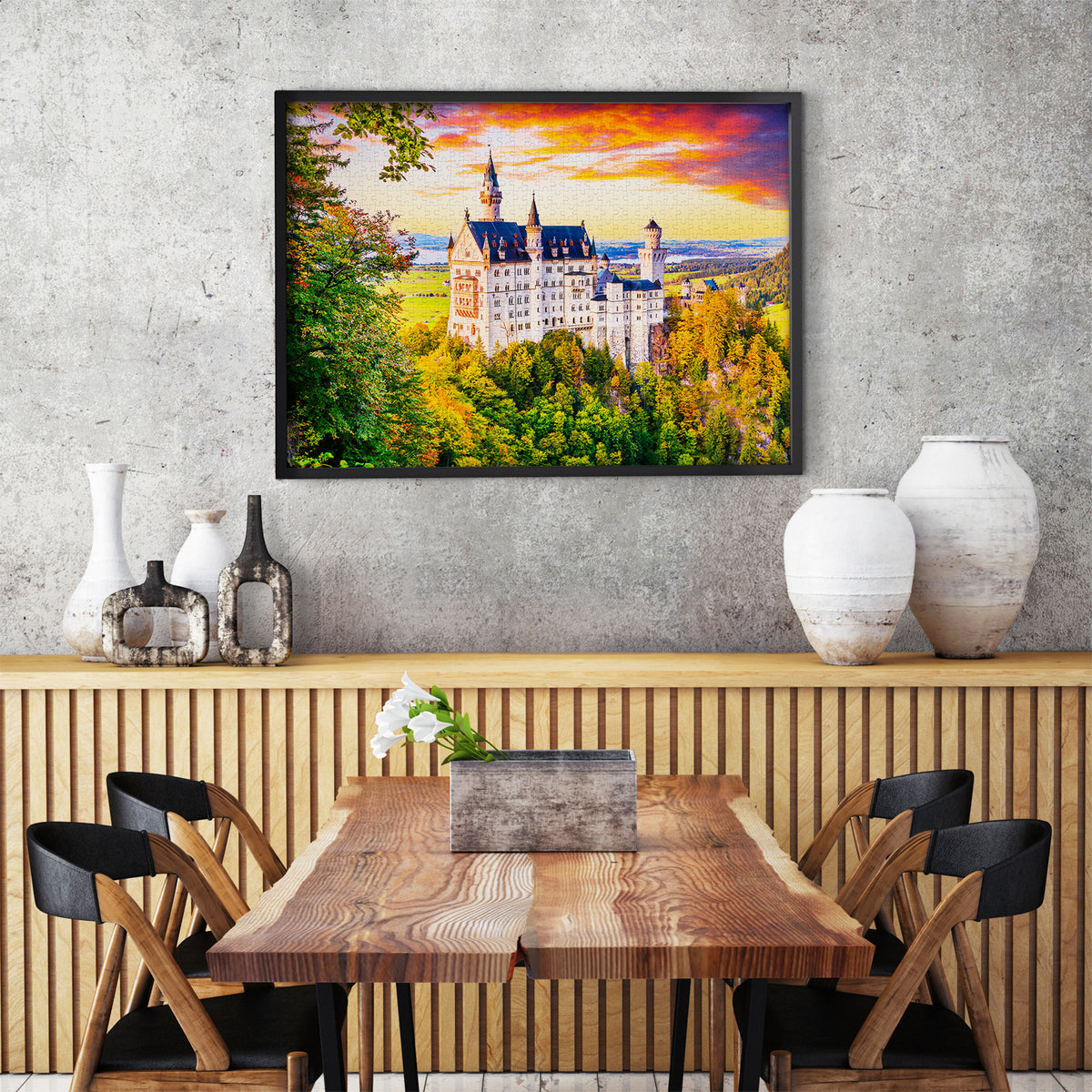Neuschwanstein Castle in Autumn jigsaw puzzle framed as wall decor