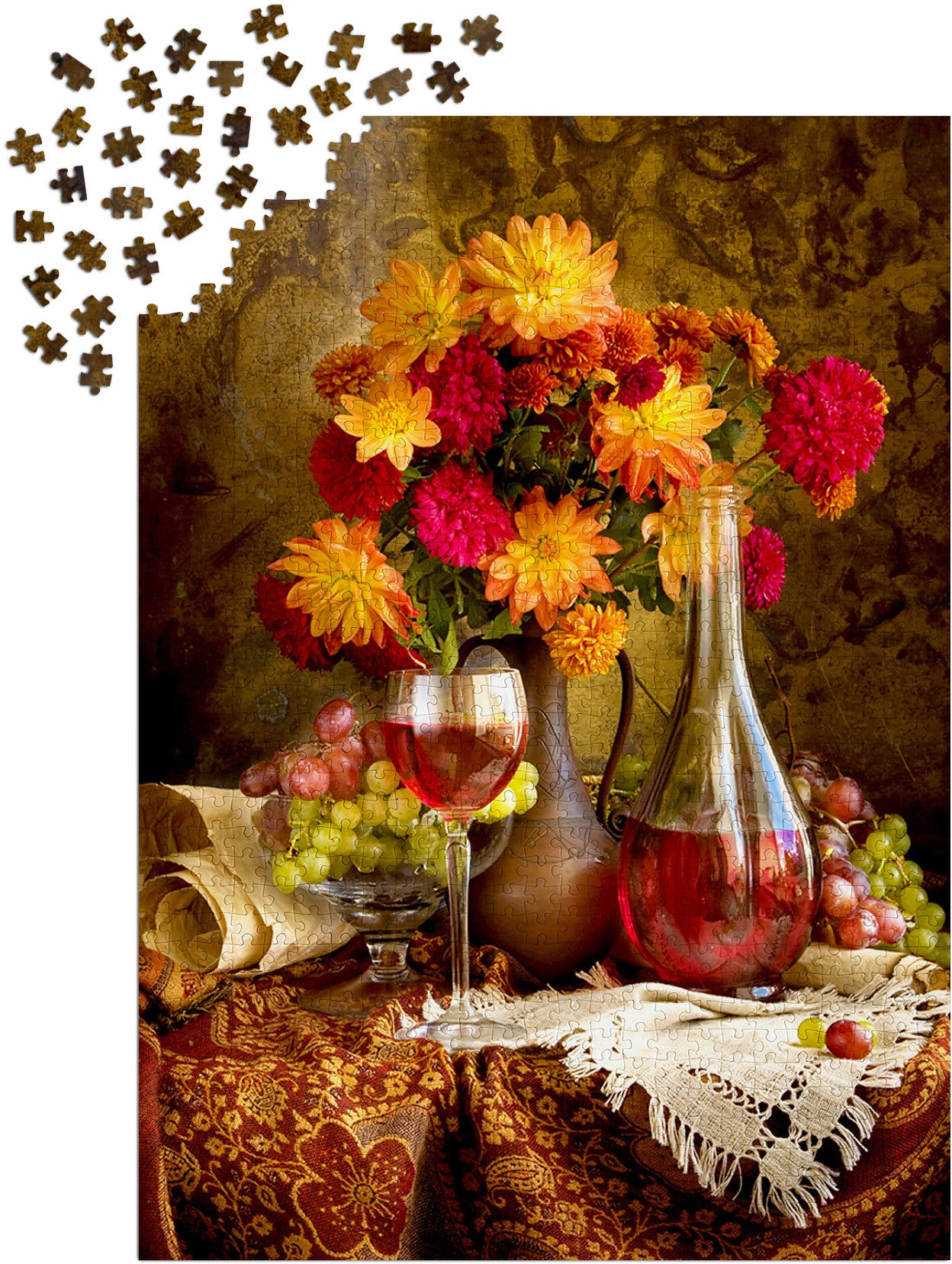 1000 Pieces Jigsaw Puzzle - Dahlias and Wine (1332)