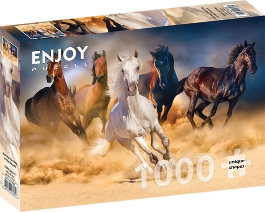 1000 Pieces Jigsaw Puzzle - Horses Running in the Desert (1356)