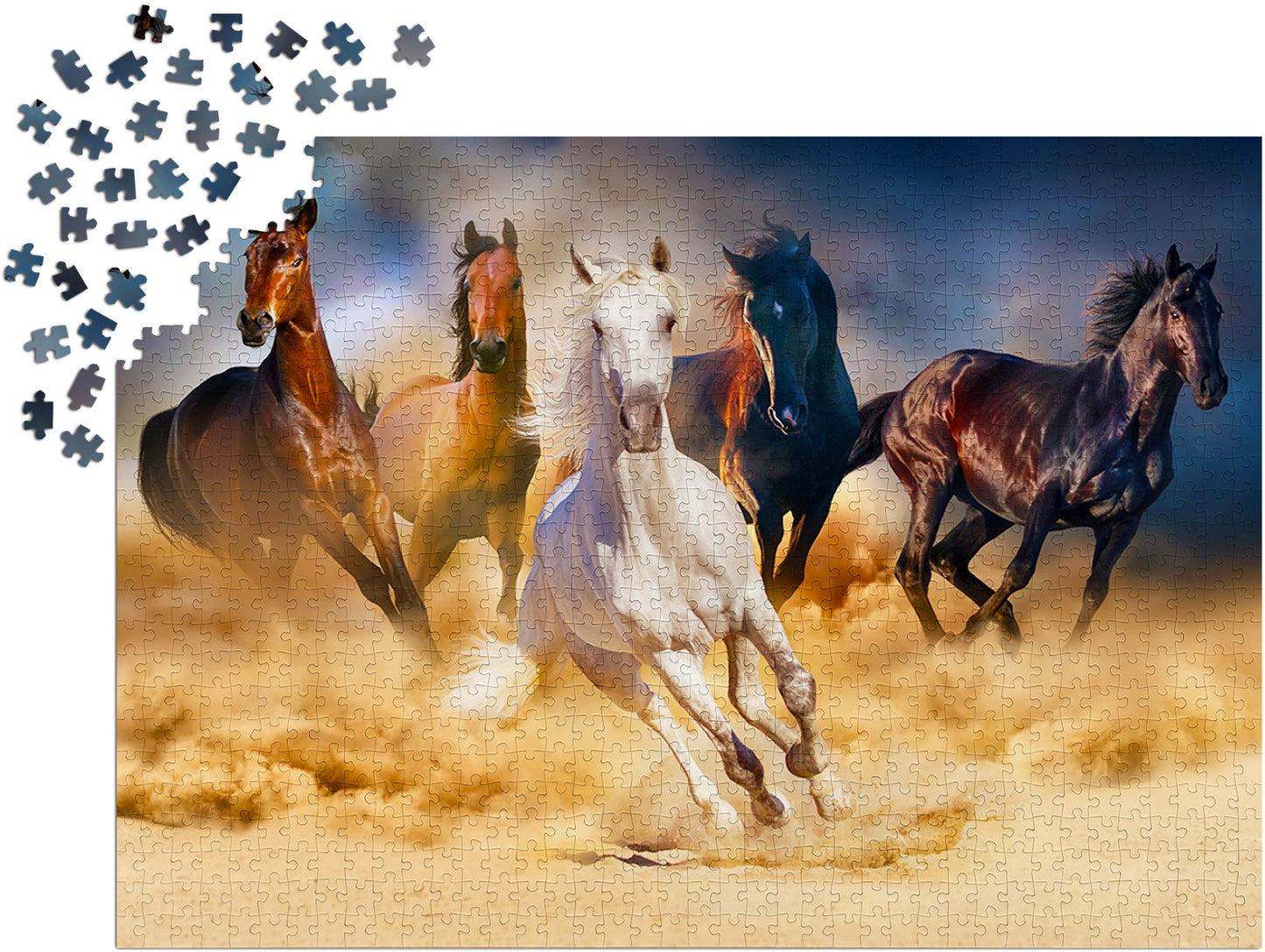 1000 Pieces Jigsaw Puzzle - Horses Running in the Desert (1356)