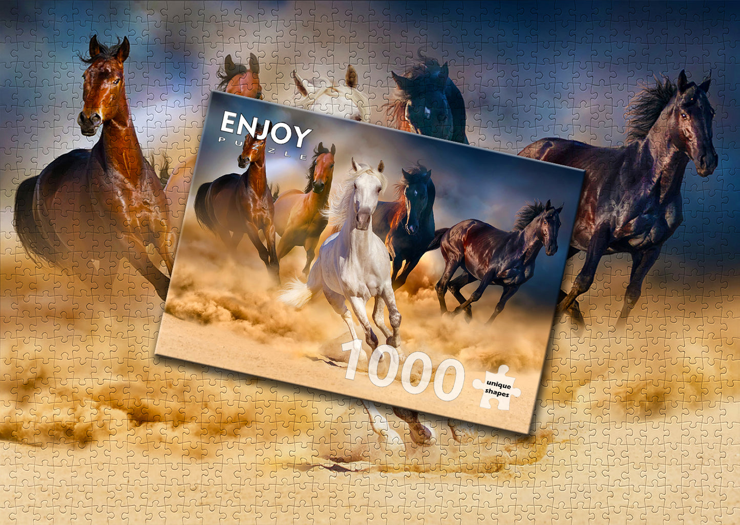 1000 Pieces Jigsaw Puzzle - Horses Running in the Desert (1356)