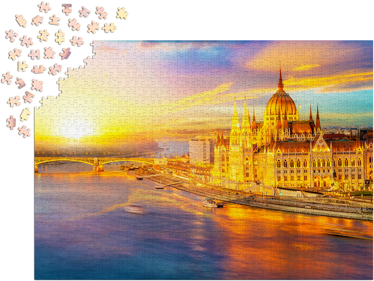 1000 Pieces Jigsaw Puzzle - Hungarian Parliament at Sunset (1362)