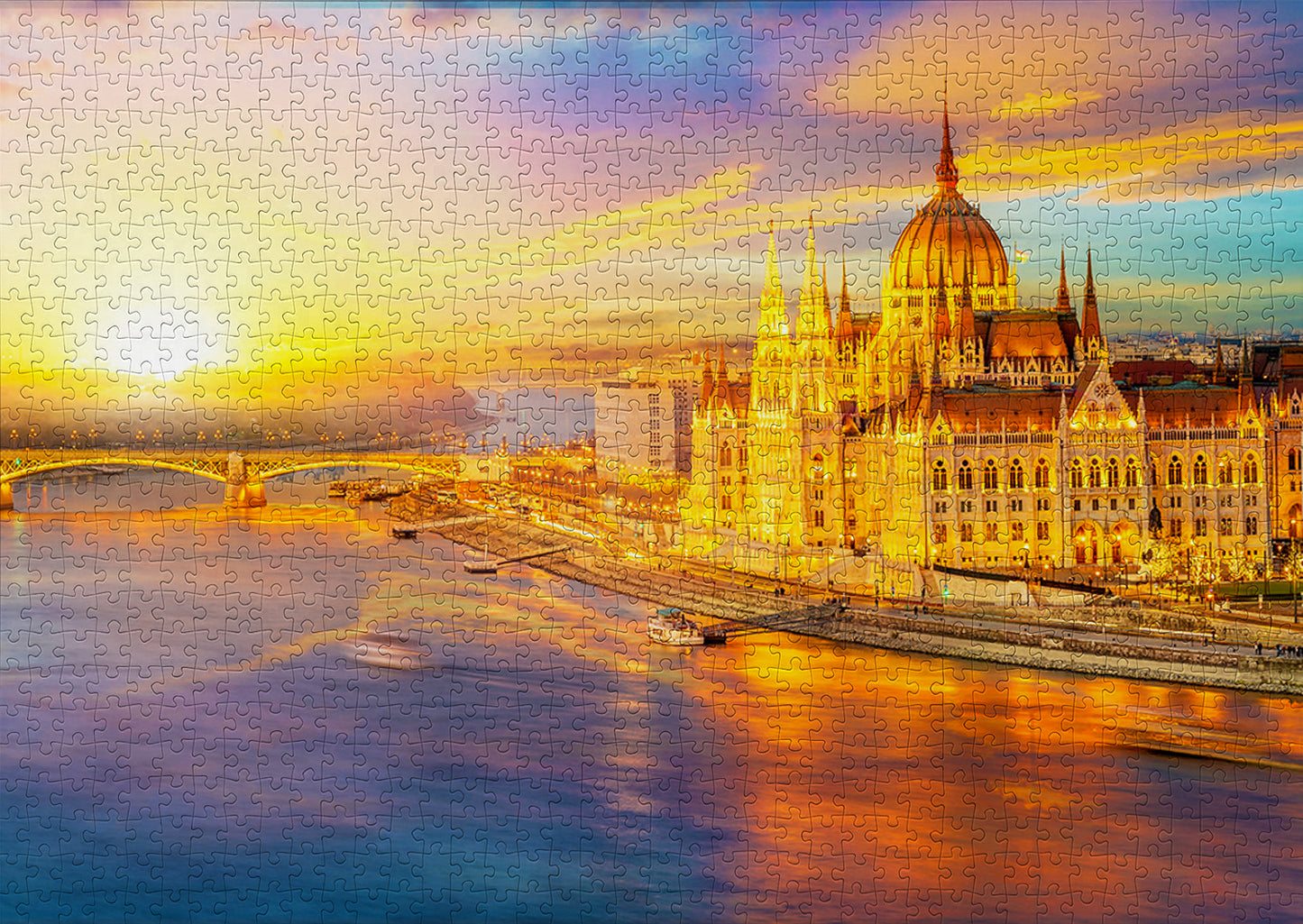 1000 Pieces Jigsaw Puzzle - Hungarian Parliament at Sunset (1362)