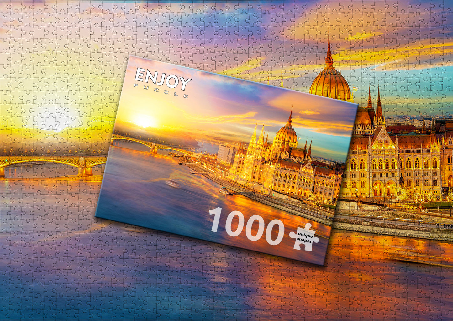 1000 Pieces Jigsaw Puzzle - Hungarian Parliament at Sunset (1362)