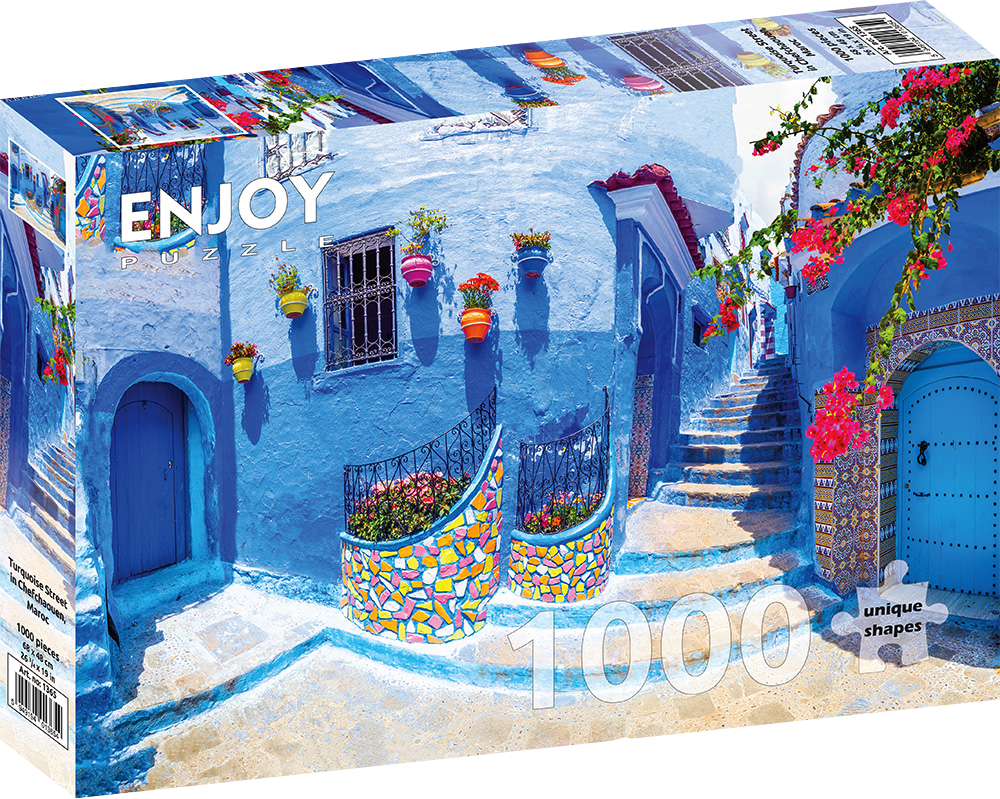 1000 Pieces Jigsaw Puzzle - Turquoise Street in Chefchaouen (1365)