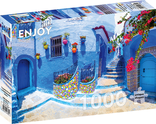 1000 Pieces Jigsaw Puzzle - Turquoise Street in Chefchaouen (1365)