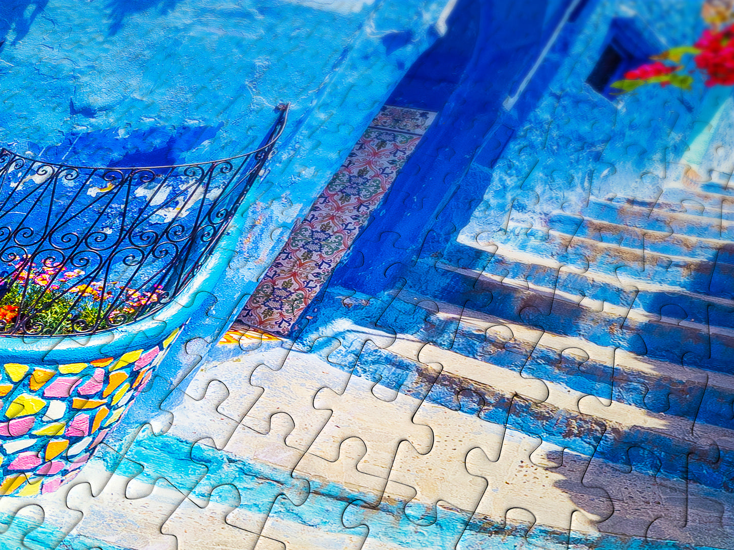 1000 Pieces Jigsaw Puzzle - Turquoise Street in Chefchaouen (1365)