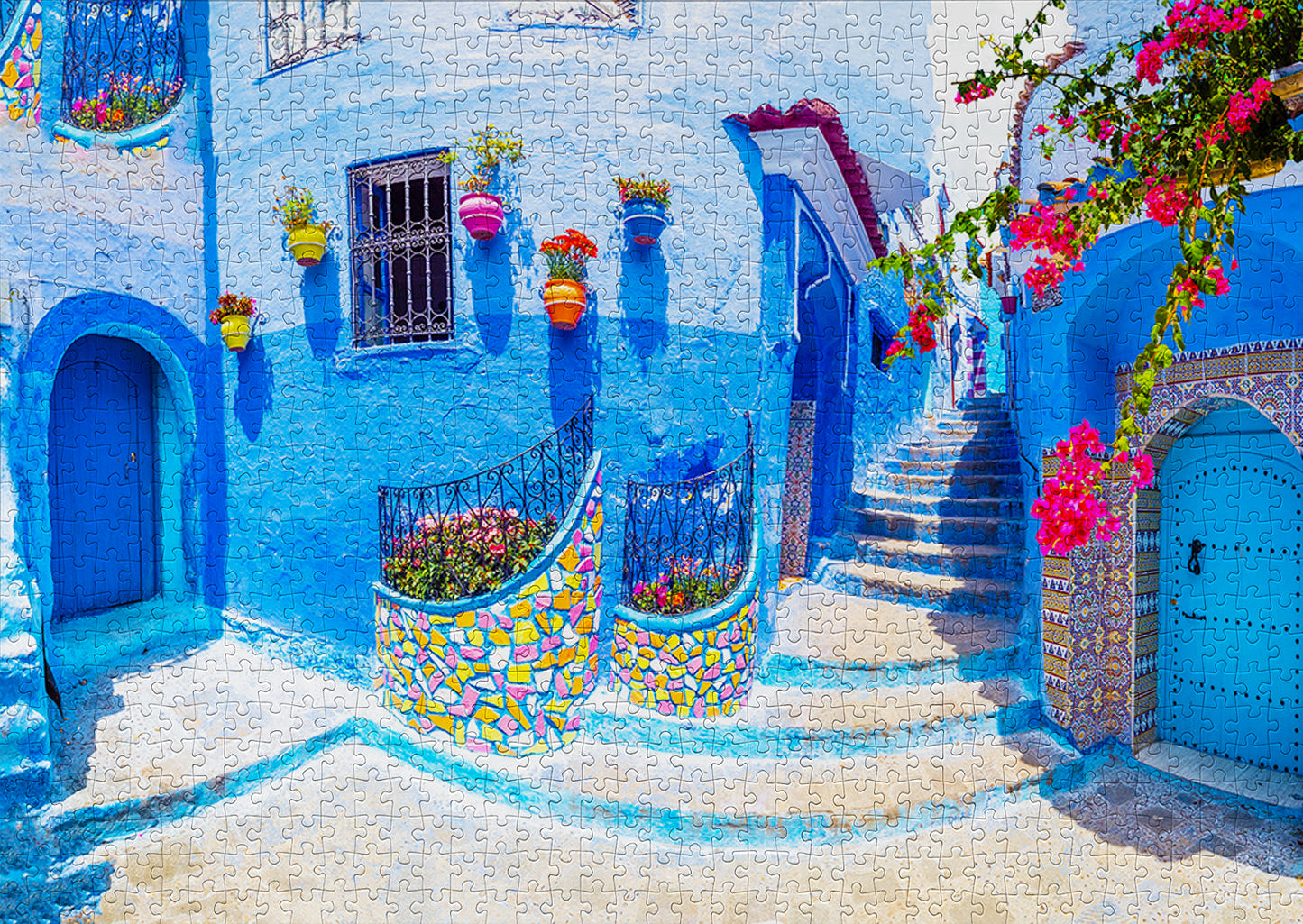 1000 Pieces Jigsaw Puzzle - Turquoise Street in Chefchaouen (1365)