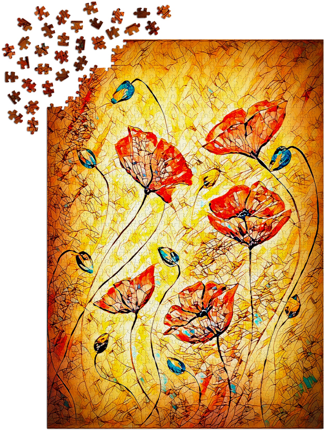 1000 Pieces Jigsaw Puzzle - Red Poppies Painting (1380)