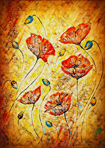 1000 Pieces Jigsaw Puzzle - Red Poppies Painting (1380)