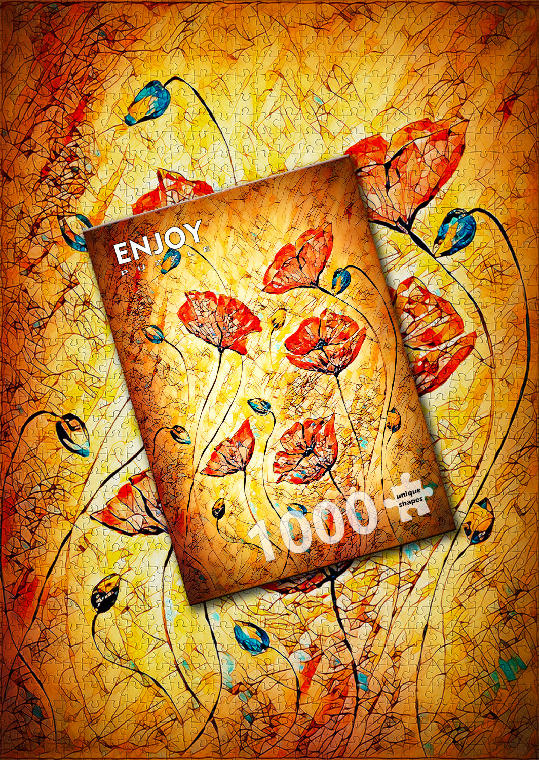 1000 Pieces Jigsaw Puzzle - Red Poppies Painting (1380)
