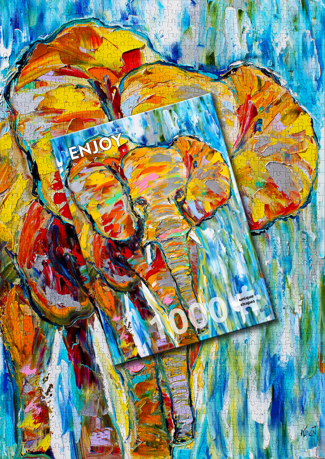 1000 Pieces Jigsaw Puzzle - Colorful Elephant (1413)