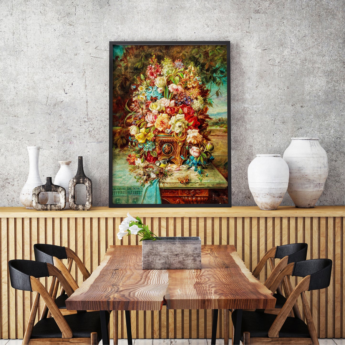 1000 Pieces Jigsaw Puzzle - Hans Zatzka: Flowers Still Life with Blue Tit (1518)