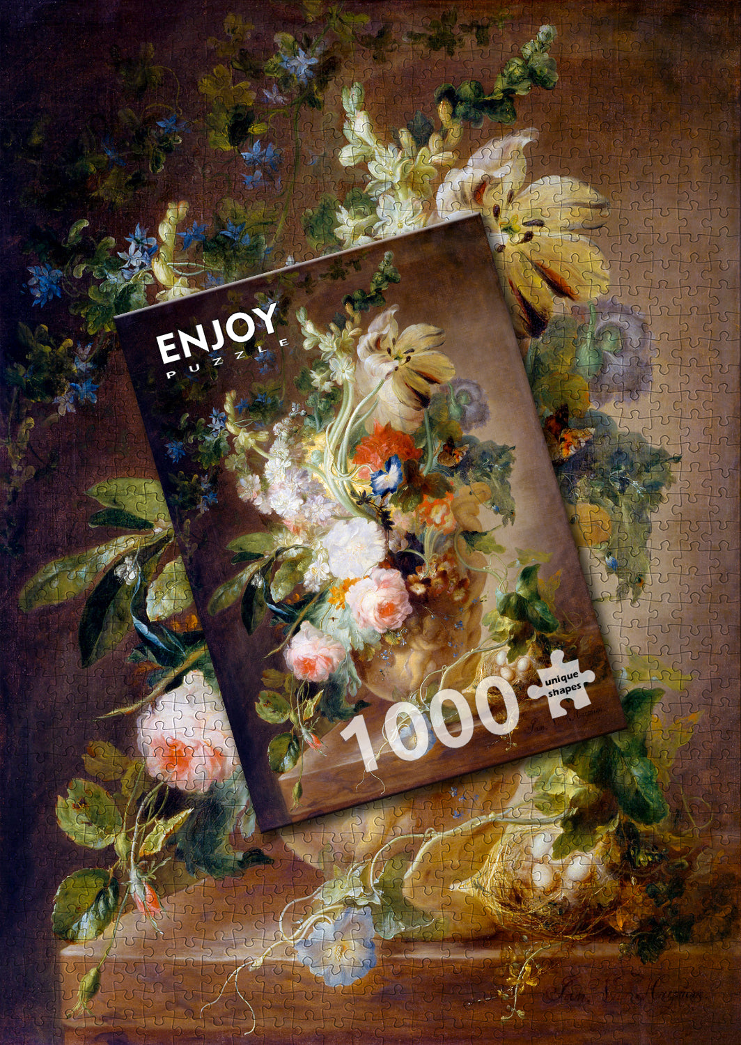 1000 Pieces Jigsaw Puzzle - Jan van Huysum: Vase with Flowers (1521)