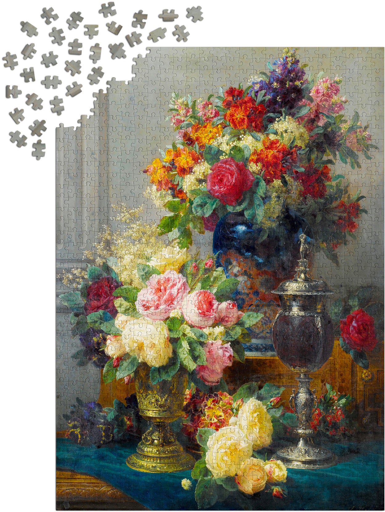 1000 Pieces Jigsaw Puzzle - Jean Robie Baptiste: Spring Flowers with Chalices (1527)