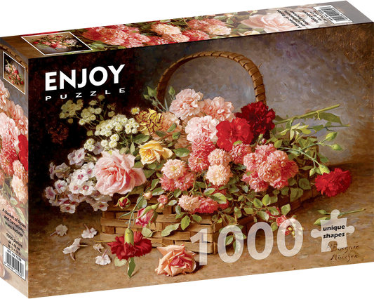 1000 Pieces Jigsaw Puzzle - Hans Buchner: A Basket of Roses and Carnations (1530)