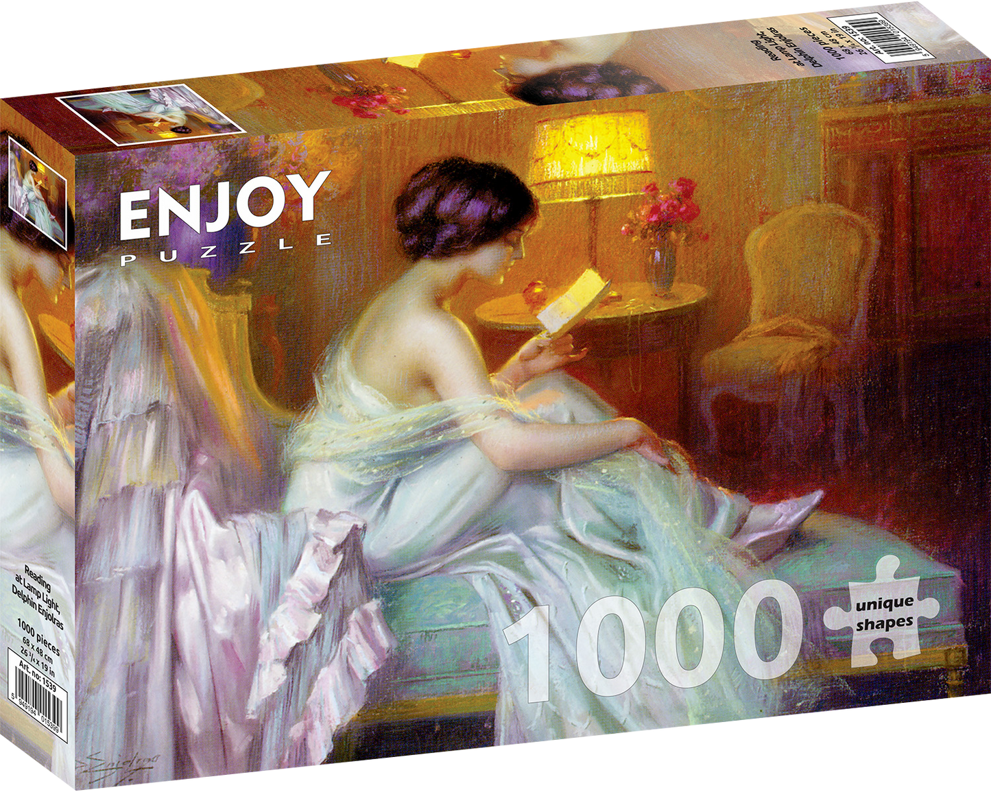 1000 Pieces Jigsaw Puzzle - Delphin Enjolras: Reading at Lamp Light (1539)