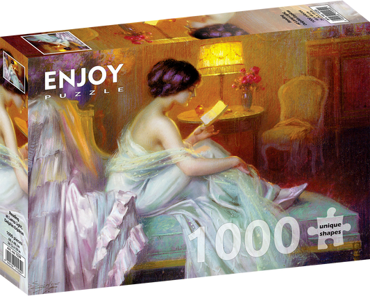 1000 Pieces Jigsaw Puzzle - Delphin Enjolras: Reading at Lamp Light (1539)