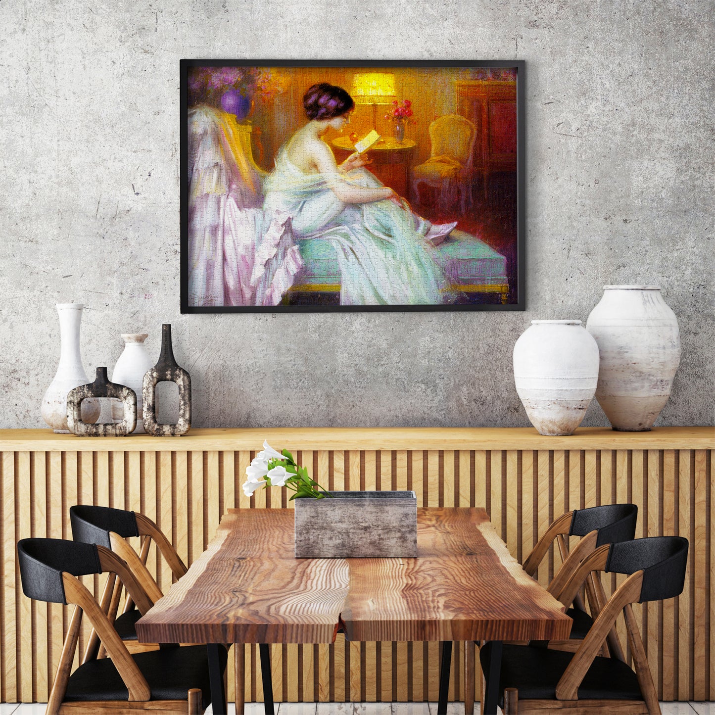 1000 Pieces Jigsaw Puzzle - Delphin Enjolras: Reading at Lamp Light (1539)
