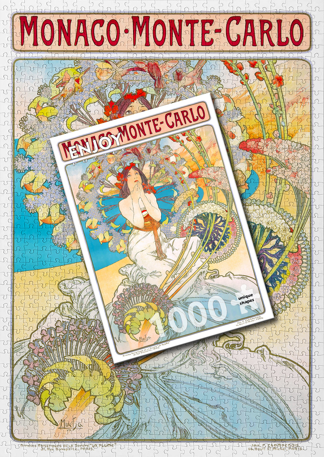 1000 Pieces Jigsaw Puzzle - Alfons Mucha: Monaco Monte Carlo (1560)
