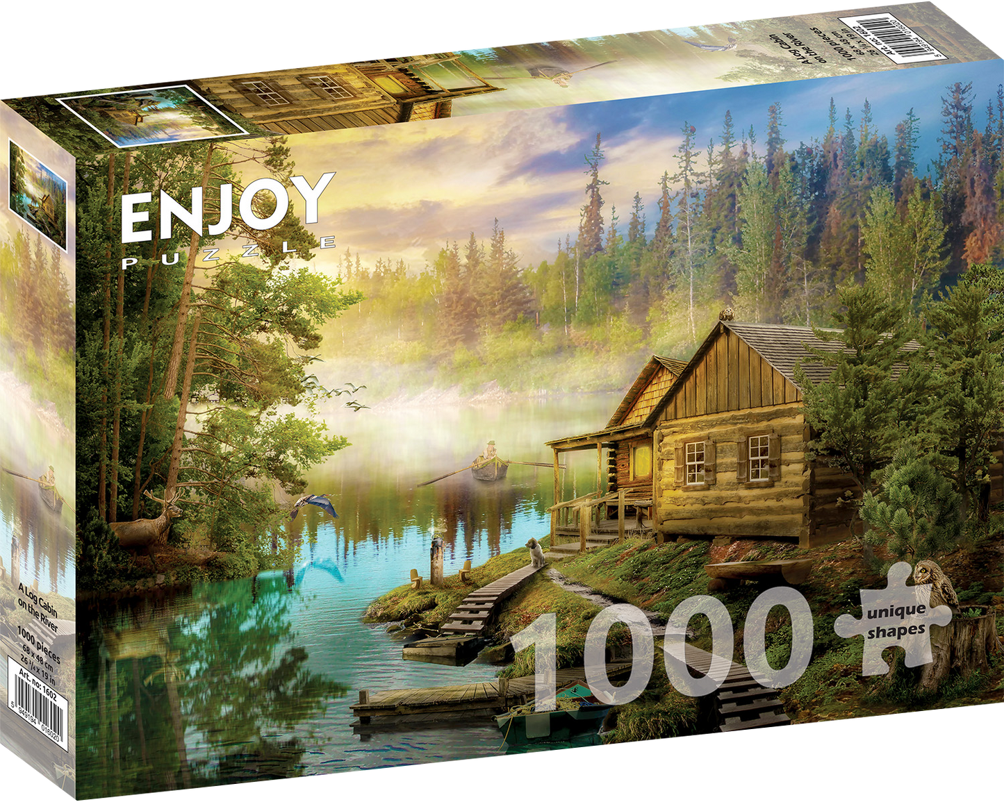 1000 Pieces Jigsaw Puzzle - A Log Cabin on the River (1602)