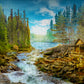 1000 Pieces Jigsaw Puzzle - A Log Cabin by the Rapids (1605)