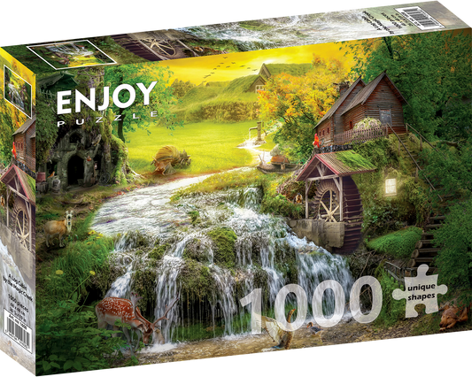 1000 Pieces Jigsaw Puzzle - A Log Cabin by the Magic Creek (1608)