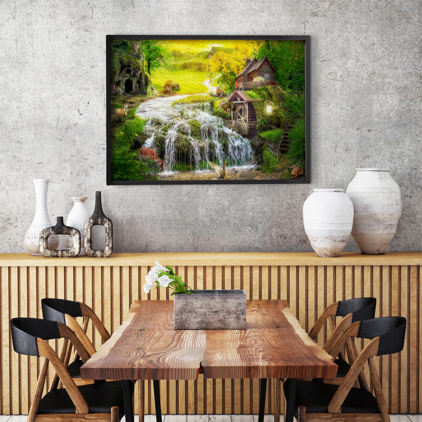 1000 Pieces Jigsaw Puzzle - A Log Cabin by the Magic Creek (1608)