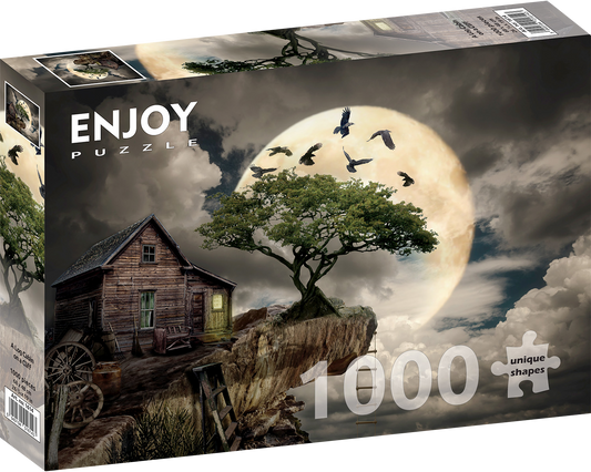 1000 Pieces Jigsaw Puzzle - A Log Cabin on a Cliff (1614)