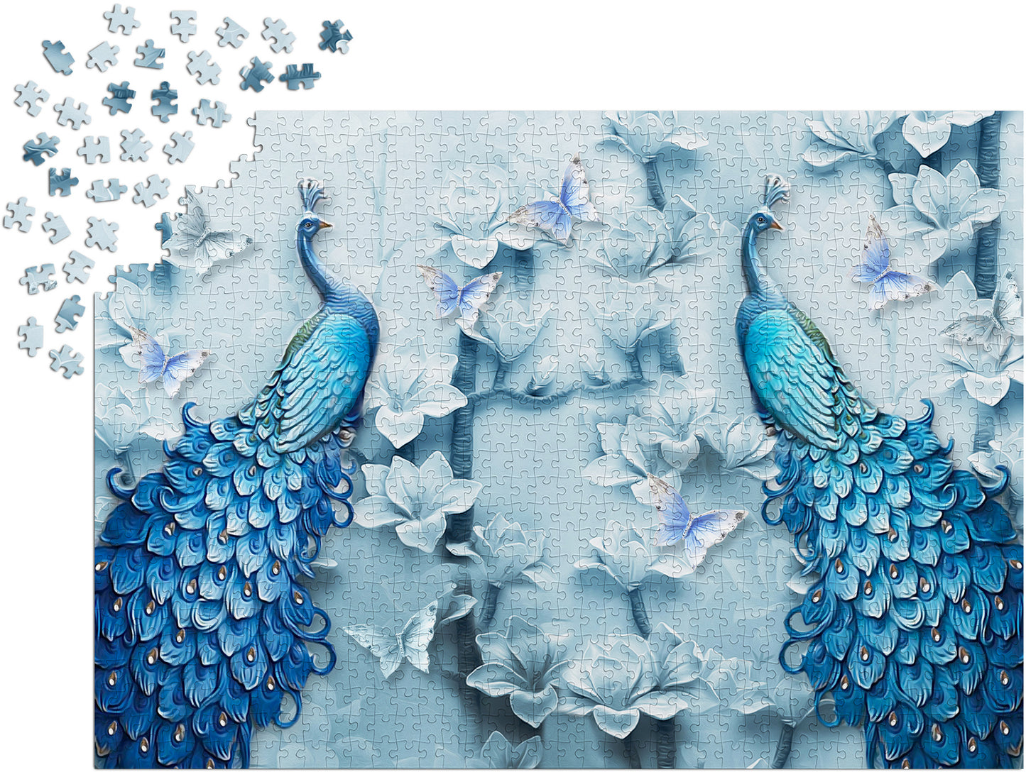 1000 Pieces Jigsaw Puzzle - Blue Peacocks (1623)