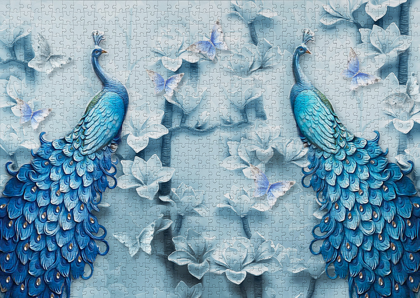 1000 Pieces Jigsaw Puzzle - Blue Peacocks (1623)