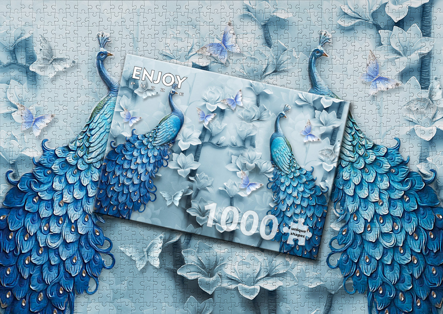 1000 Pieces Jigsaw Puzzle - Blue Peacocks (1623)