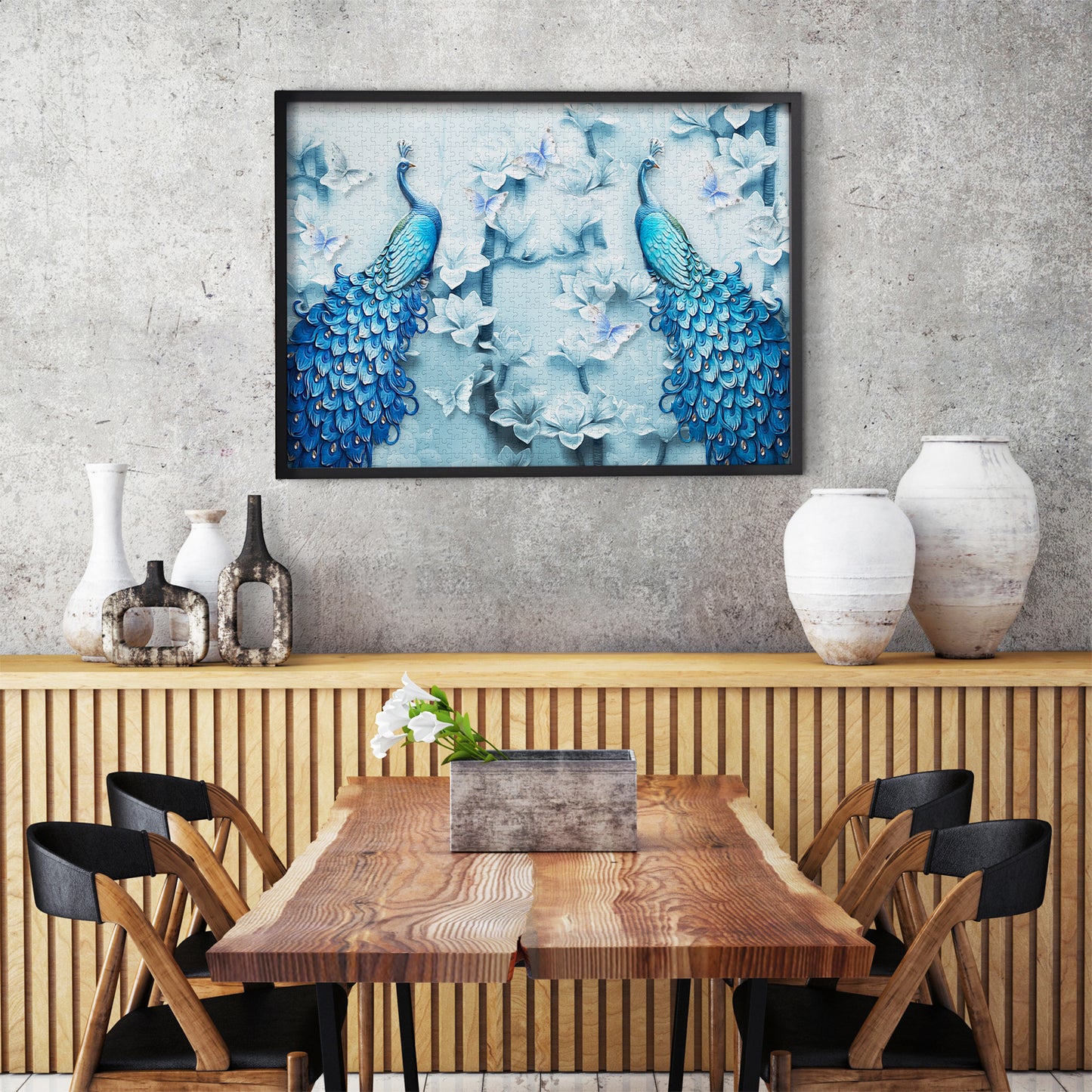 1000 Pieces Jigsaw Puzzle - Blue Peacocks (1623)