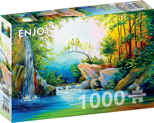 1000 Pieces Jigsaw Puzzle - In the Woods near the Waterfall (1714)