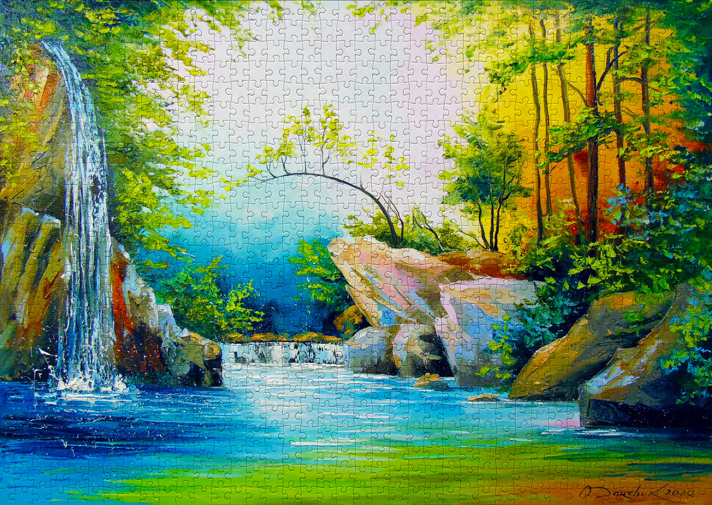 1000 Pieces Jigsaw Puzzle - In the Woods near the Waterfall (1714)
