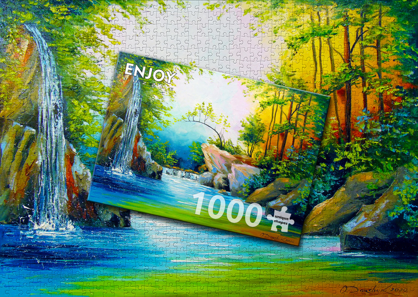 1000 Pieces Jigsaw Puzzle - In the Woods near the Waterfall (1714)