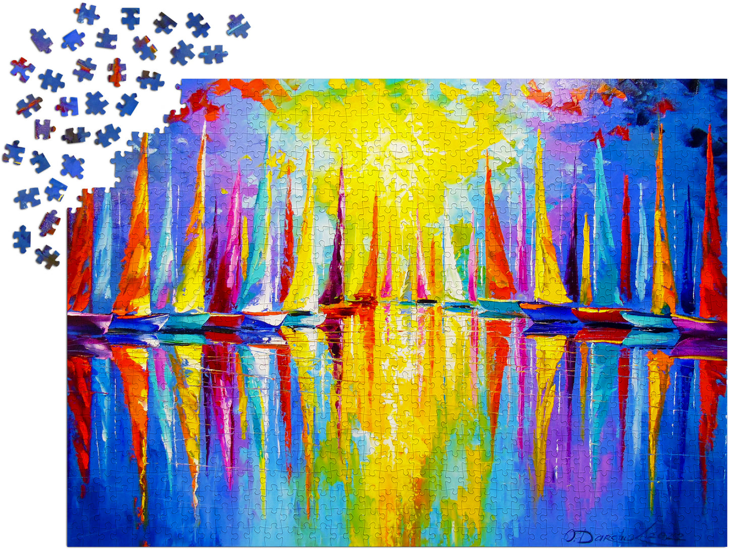 1000 Pieces Jigsaw Puzzle - Rainbow Sailboats (1732)