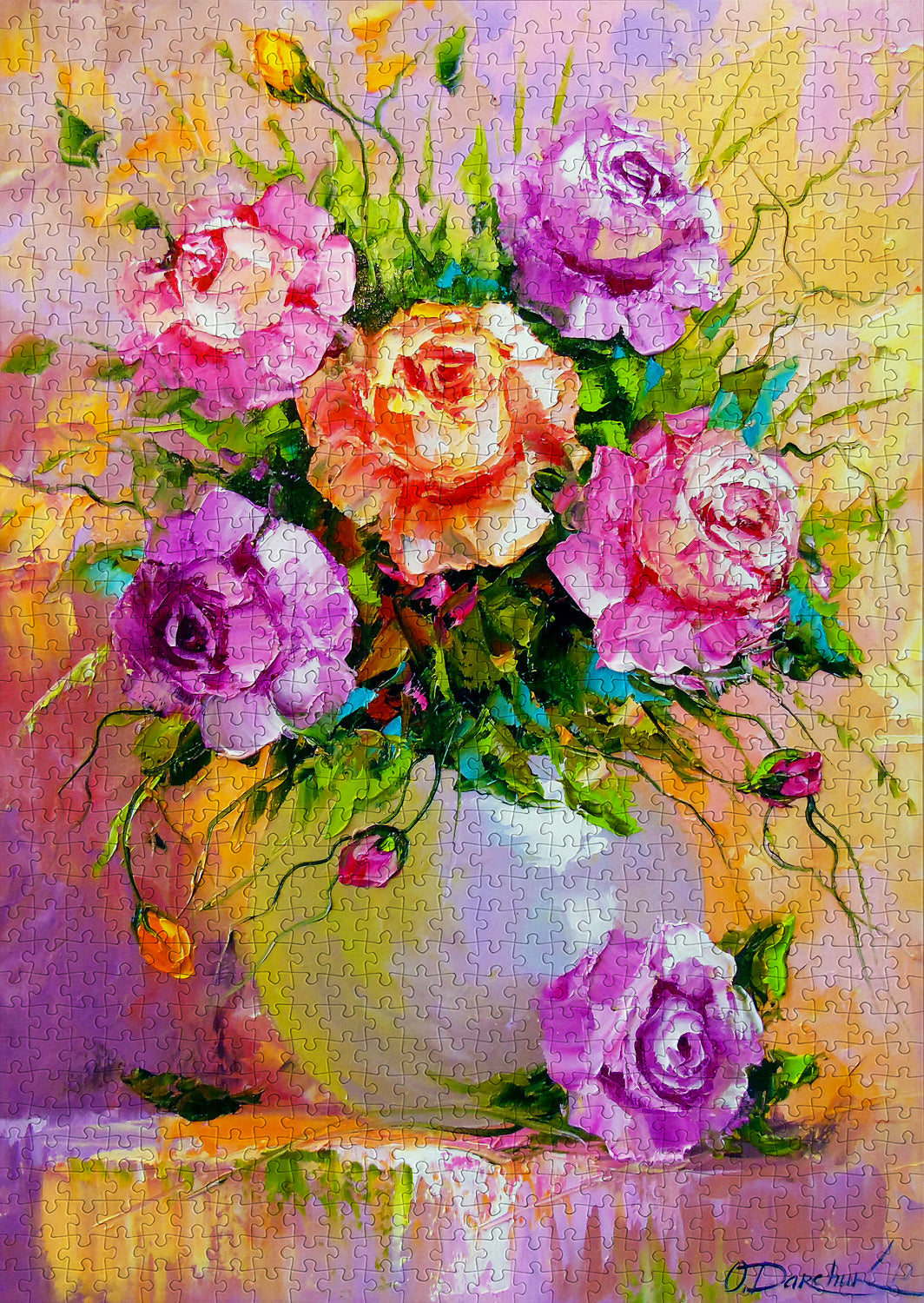 Bouquet of Roses - 1000-piece jigsaw puzzle fully assembled, 68 x 48 cm