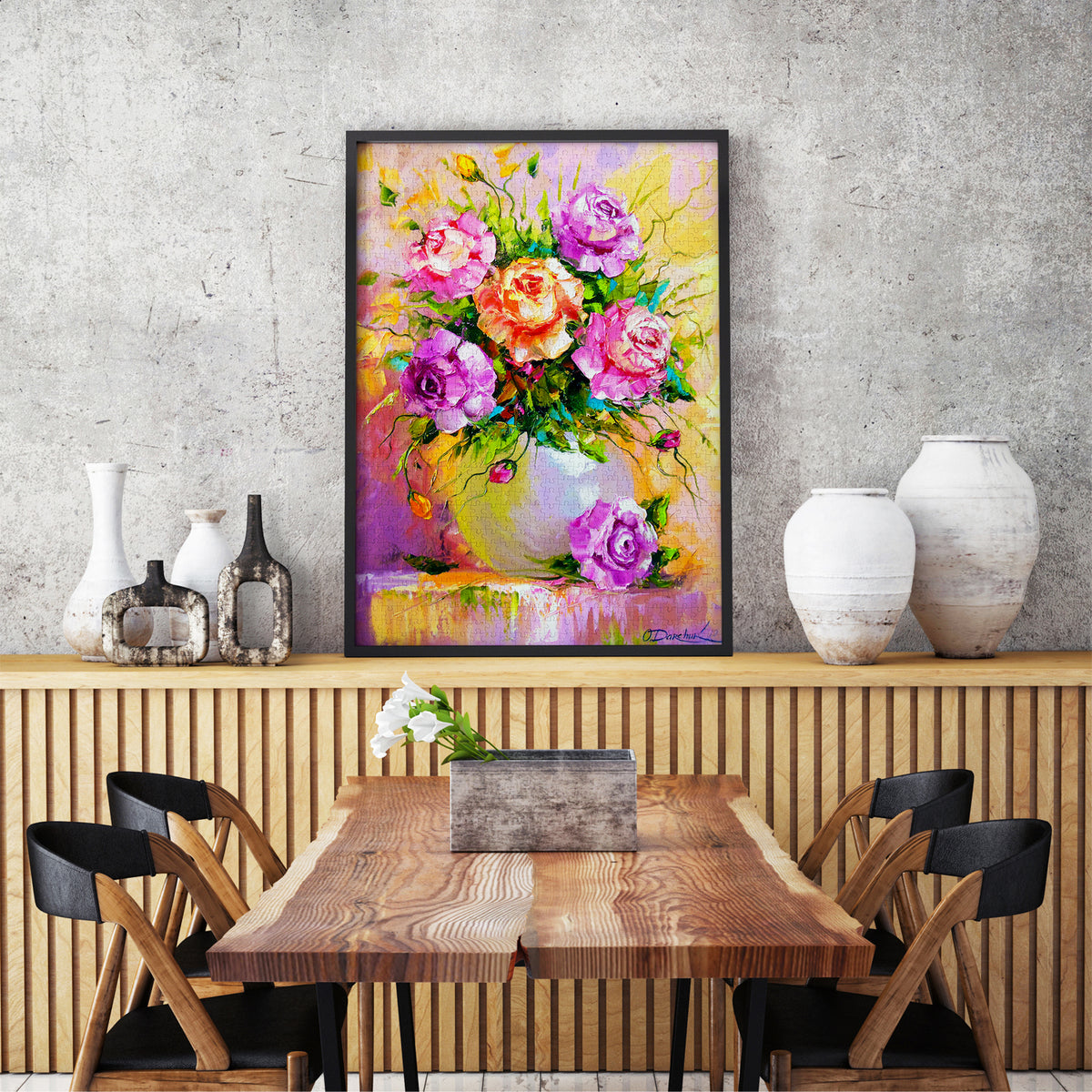 Bouquet of Roses jigsaw puzzle framed as wall decor
