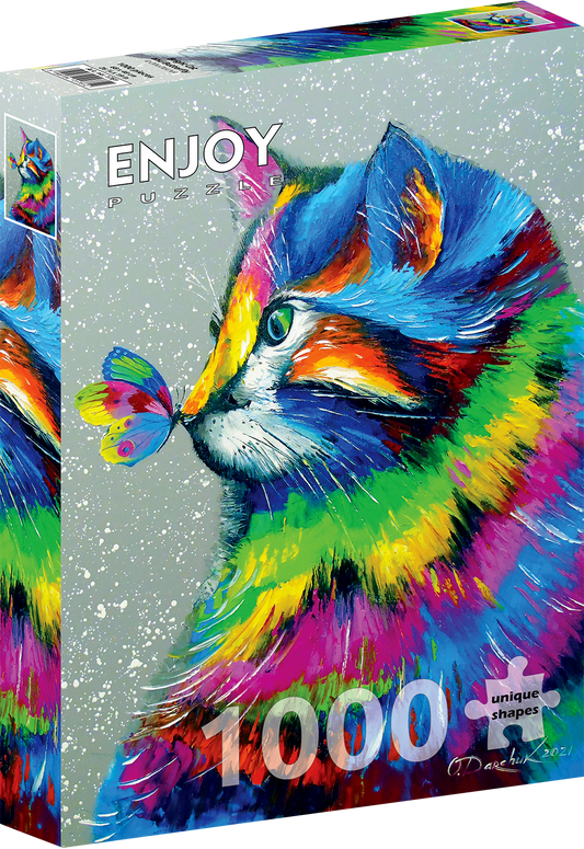 1000 Pieces Jigsaw Puzzle - Bright Cat and Butterfly (1781)
