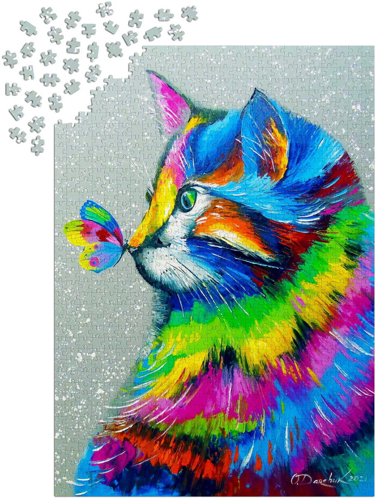 1000 Pieces Jigsaw Puzzle - Bright Cat and Butterfly (1781)