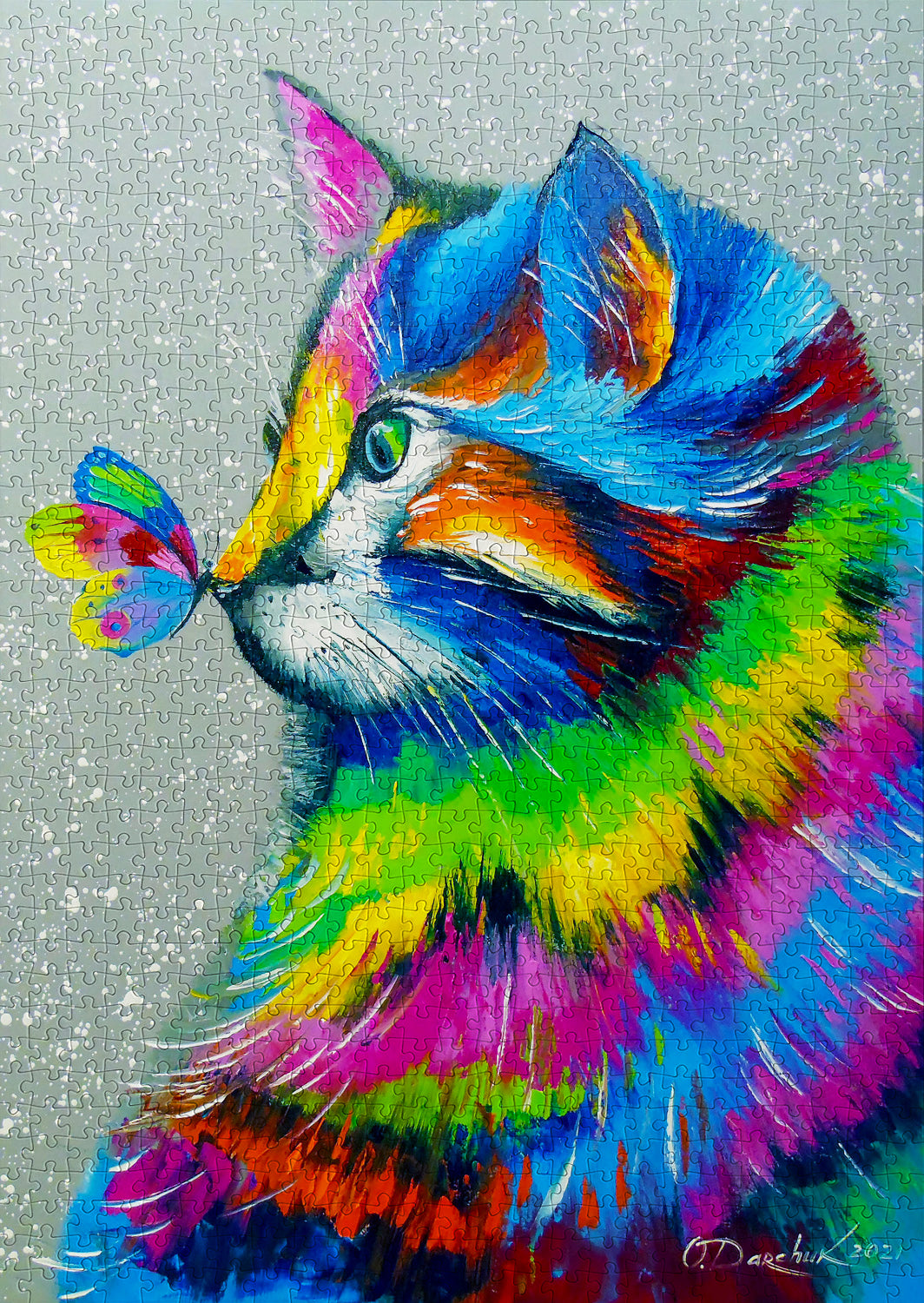 1000 Pieces Jigsaw Puzzle - Bright Cat and Butterfly (1781)