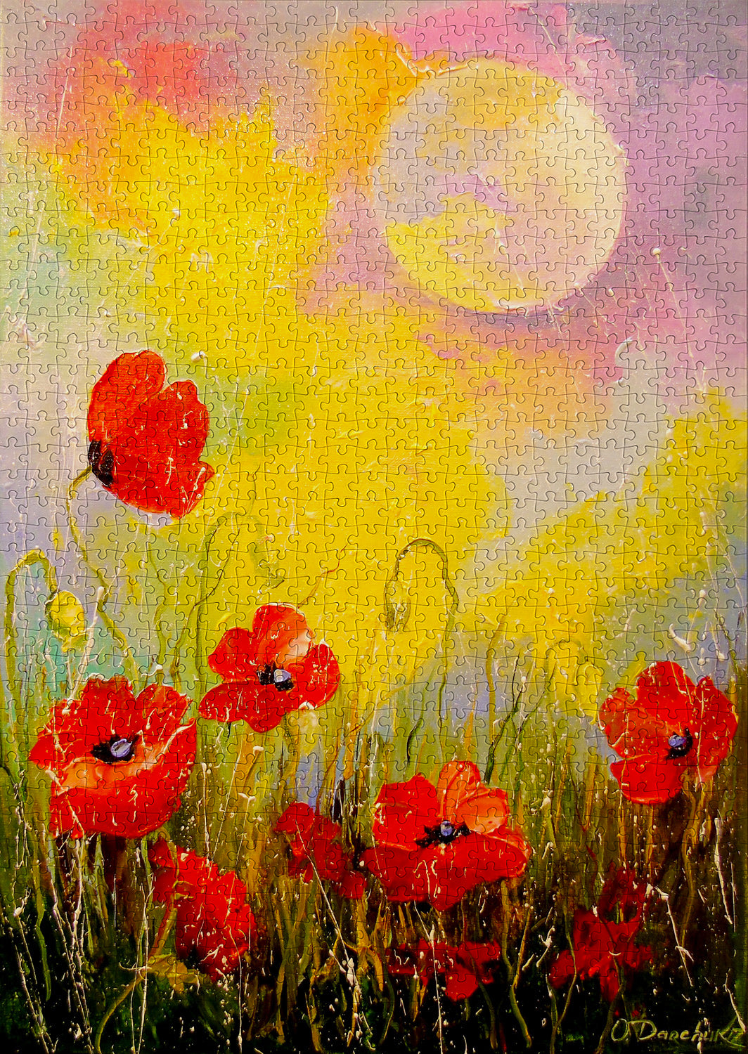 Poppies in the Moonlight - 1000-piece jigsaw puzzle fully assembled, 68 x 48 cm