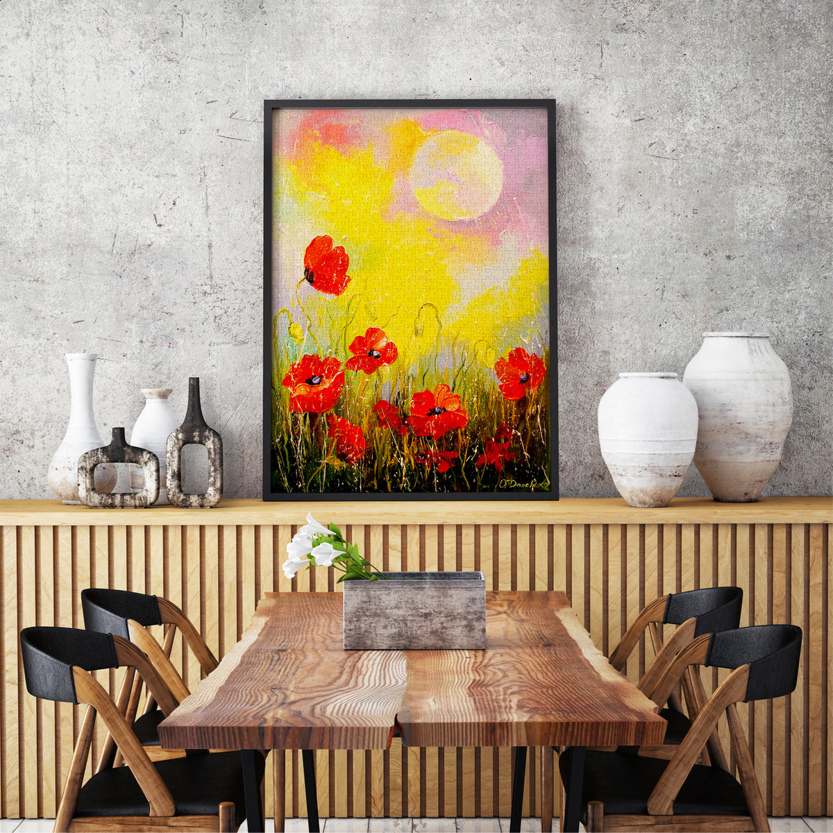 Poppies in the Moonlight jigsaw puzzle framed as wall decor