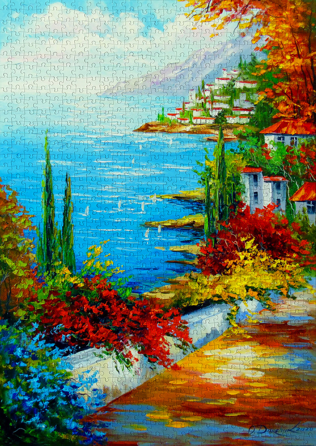 1000 Pieces Jigsaw Puzzle - Town by the Sea (1844)