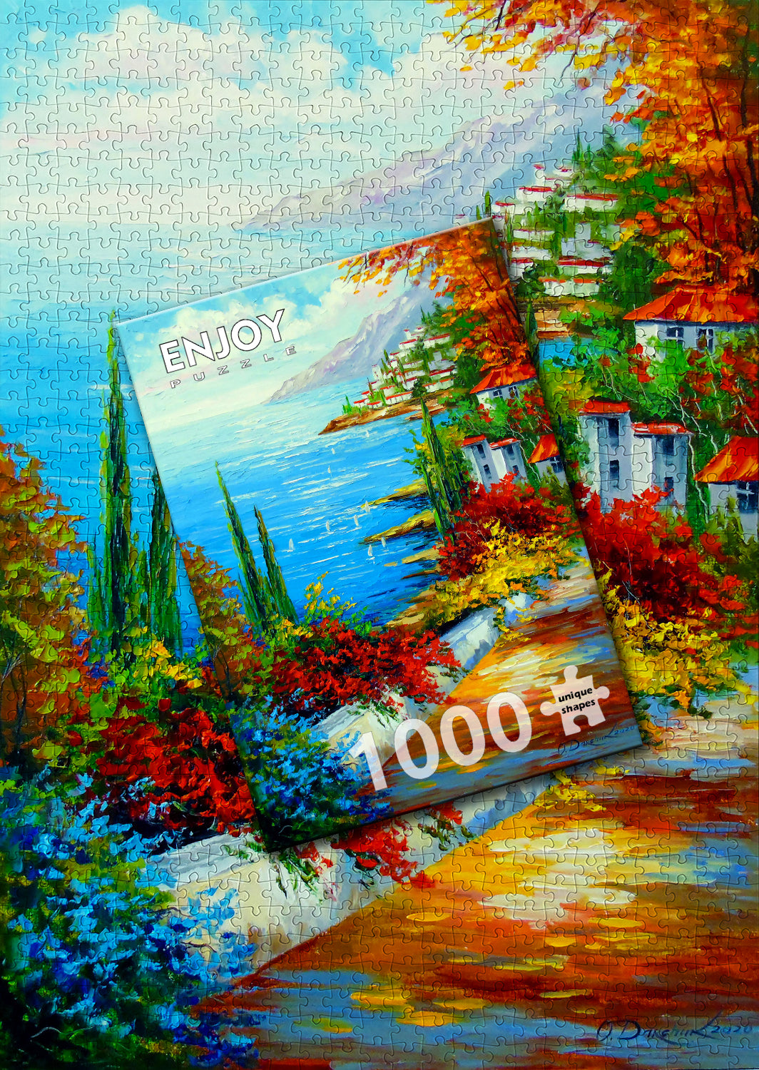 1000 Pieces Jigsaw Puzzle - Town by the Sea (1844)