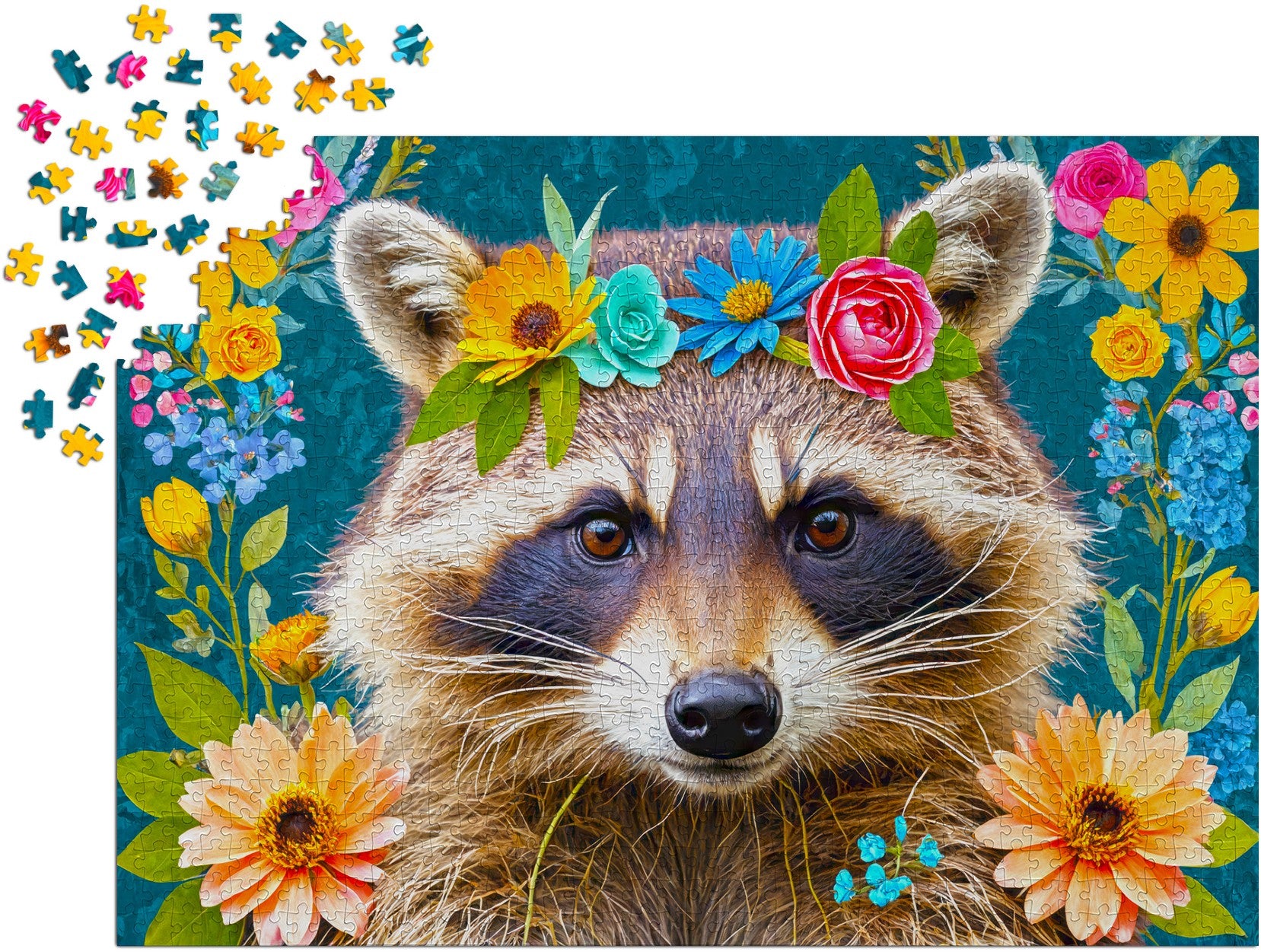 1000 Pieces Jigsaw Puzzle - Floral Raccoon (2389) – ENJOY Puzzle