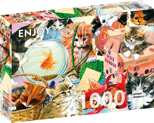 1000 Pieces Jigsaw Puzzle - Curious Cats (1898)