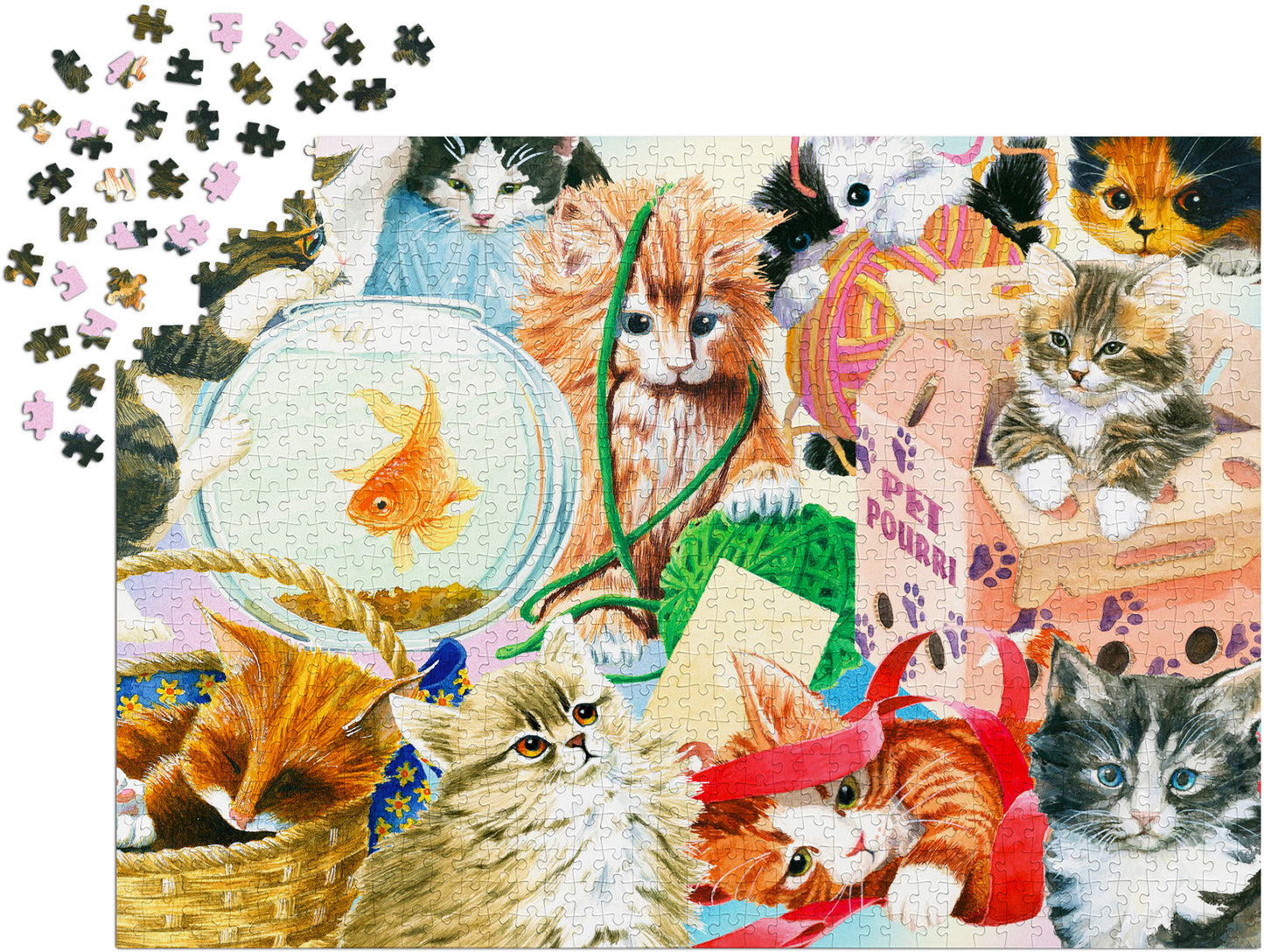 1000 Pieces Jigsaw Puzzle - Curious Cats (1898)