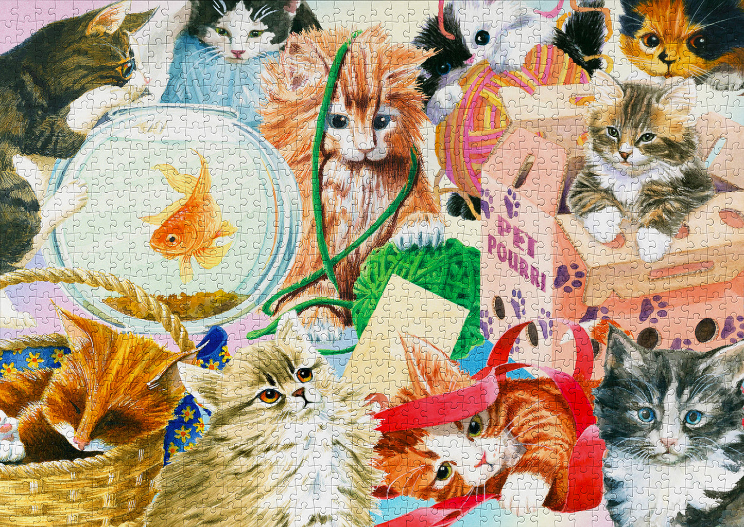 1000 Pieces Jigsaw Puzzle - Curious Cats (1898)